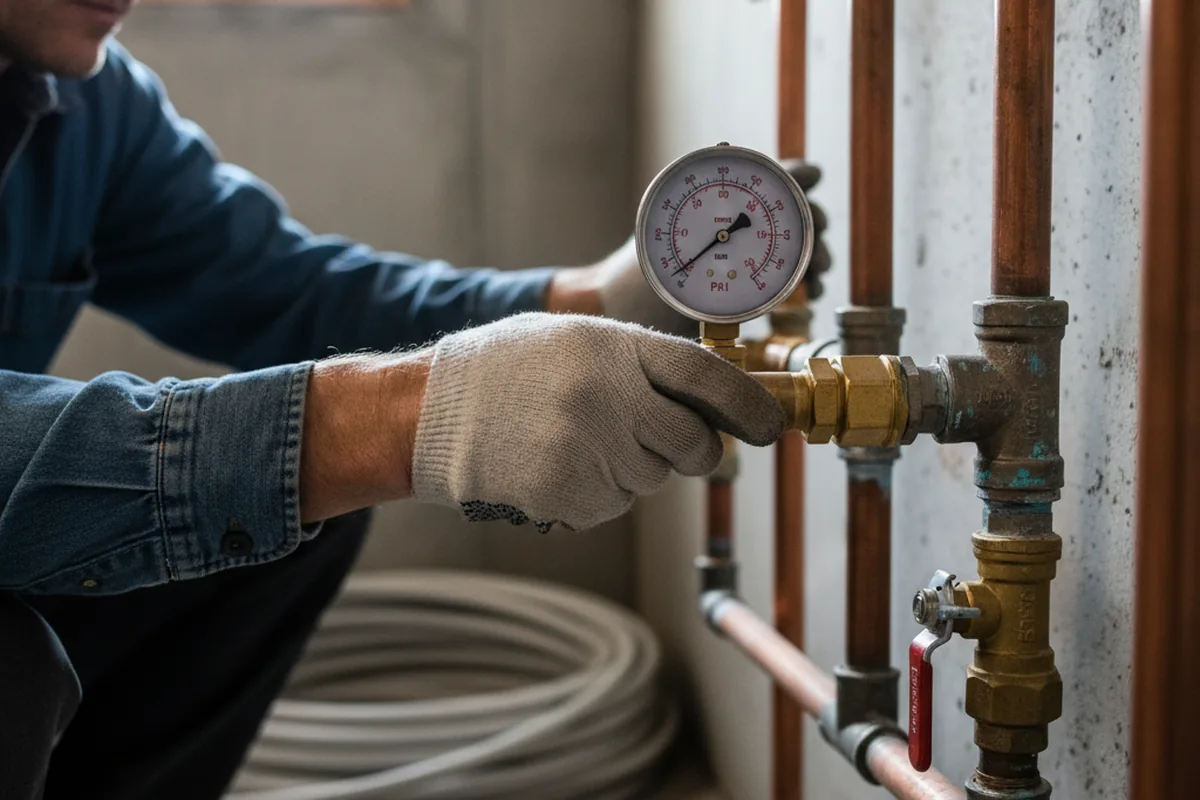 Pressure testing a repaired line during Water Line Repair in Dothan